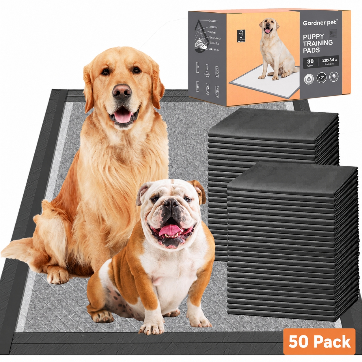 Charcoal Puppy Pads, XL 28x34, All Edge-Wrapped, Odor-Control Pad photo 3