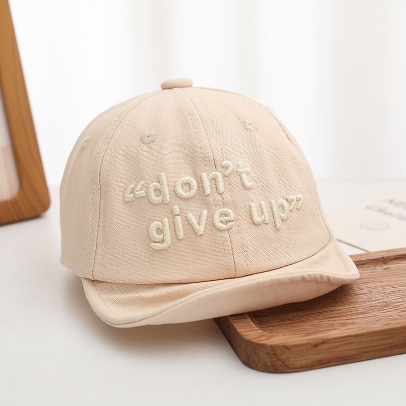 Summer Boys And Girls' Inspirational Letter Embroidery Round-brimmed Soft-awning Street Kids' Style Baseball Cap For Daily Outings photo 3