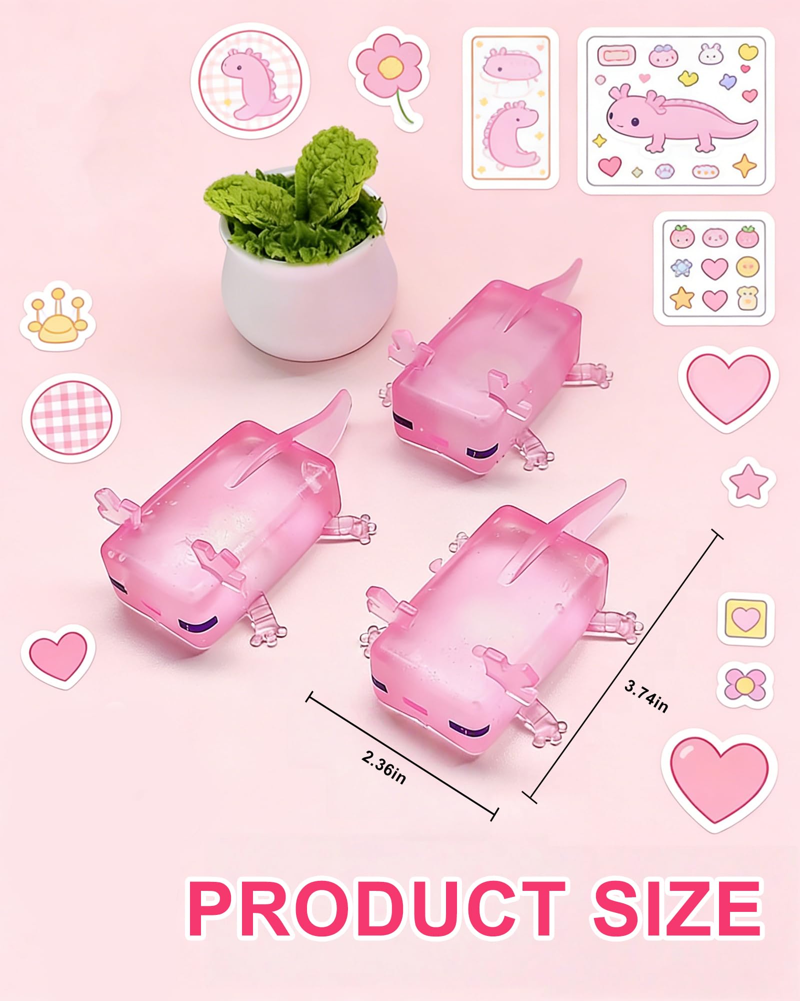 1Pc Axolotl Cube  Stress Balls, Slow Rising Sensory Toy For Adults Soft Washable Kawaii Axolotl Fidget Toys For ADHD, Anxiety Relief, Cute Party Favor, Desk Decor & Autism For Teens & Adults photo 3