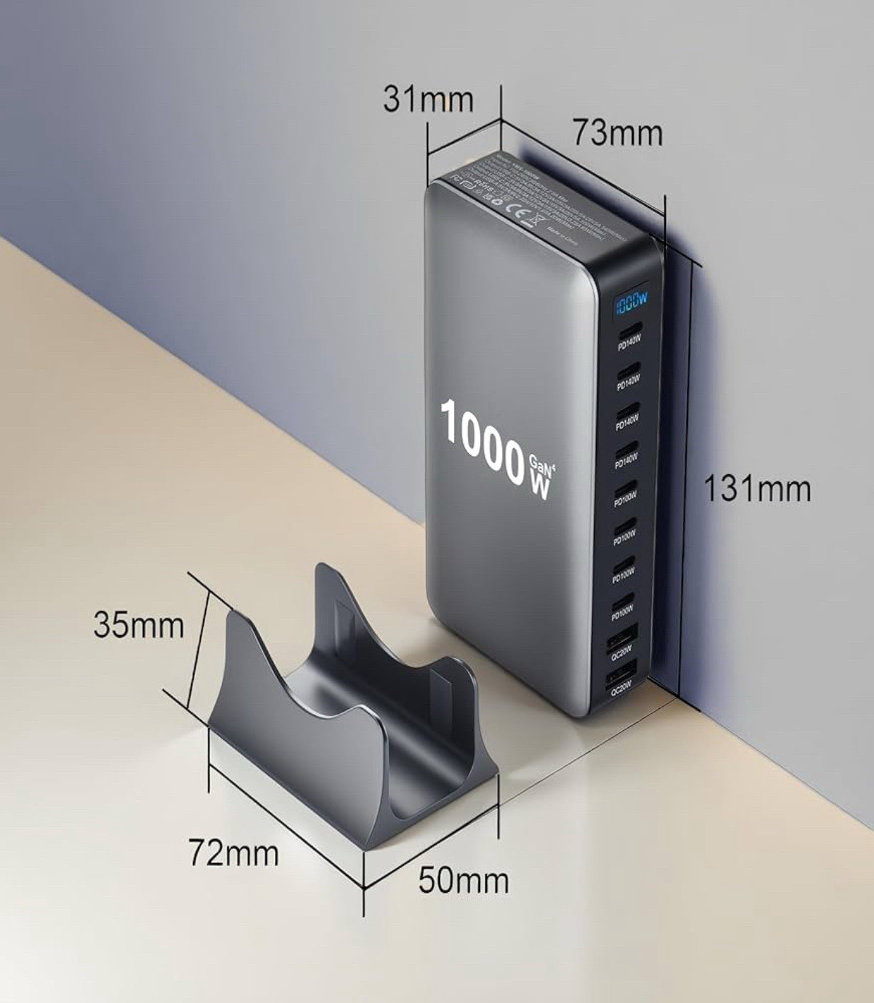 GaN1000W 10Ports Fast Charging Station USB&Type-C For  Laptops  MacBook photo 3