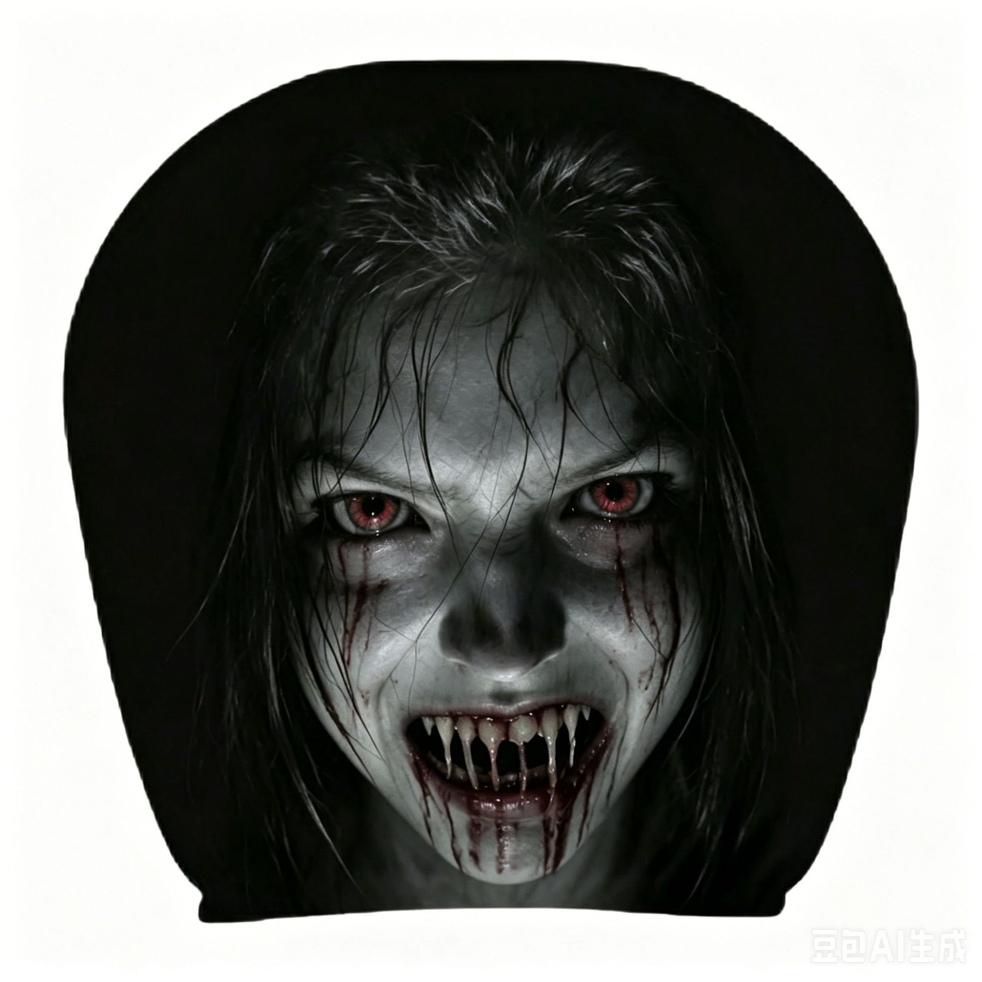 Car Headrest Cover 2 Pack Scary Face Pattern Seat Protector Halloween Decor photo 2