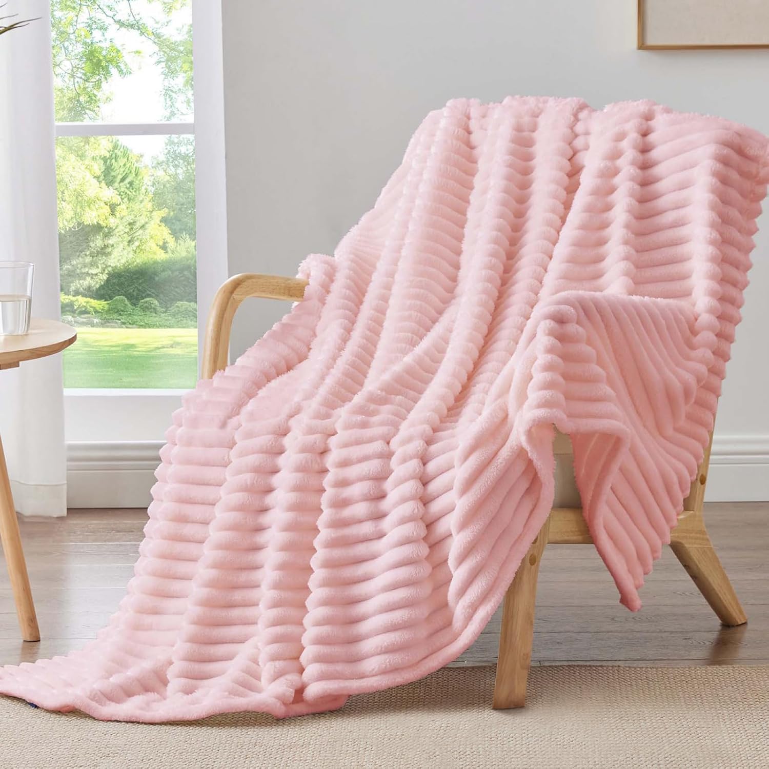 Pink Fleece Throw Blanket 50x60 Inch, Fluffy Soft Blanket For Couch, Sofa, Bed, Bedroom And Living Room Decor photo 5