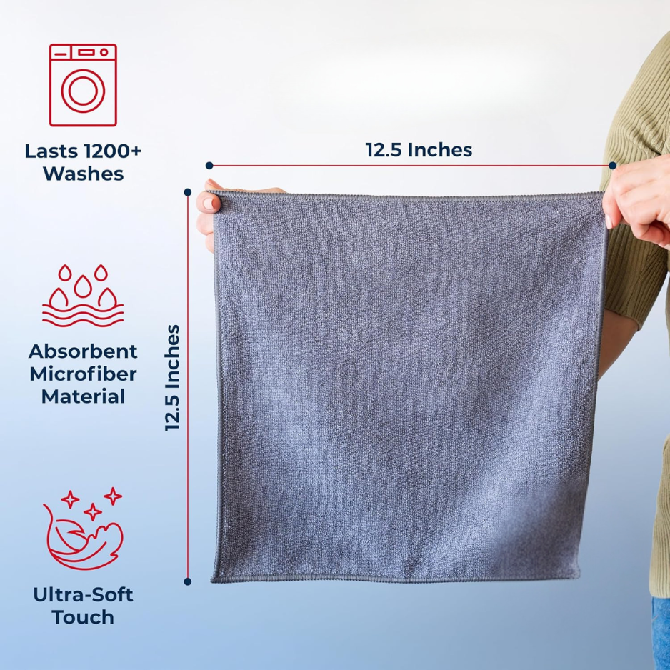Microfiber Cleaning Cloth 8Pcs 12.5x12.5 Inch Ultra Absorbent Car Cleaning Towel Reusable Washable Cloth For Car, Glass, Mirror And Home photo 6