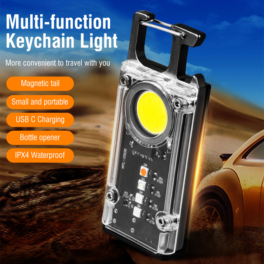 COB LED Magnetic Flashlight Keychain Torch Mini Pocket Rechargeable Light Lamp photo 3