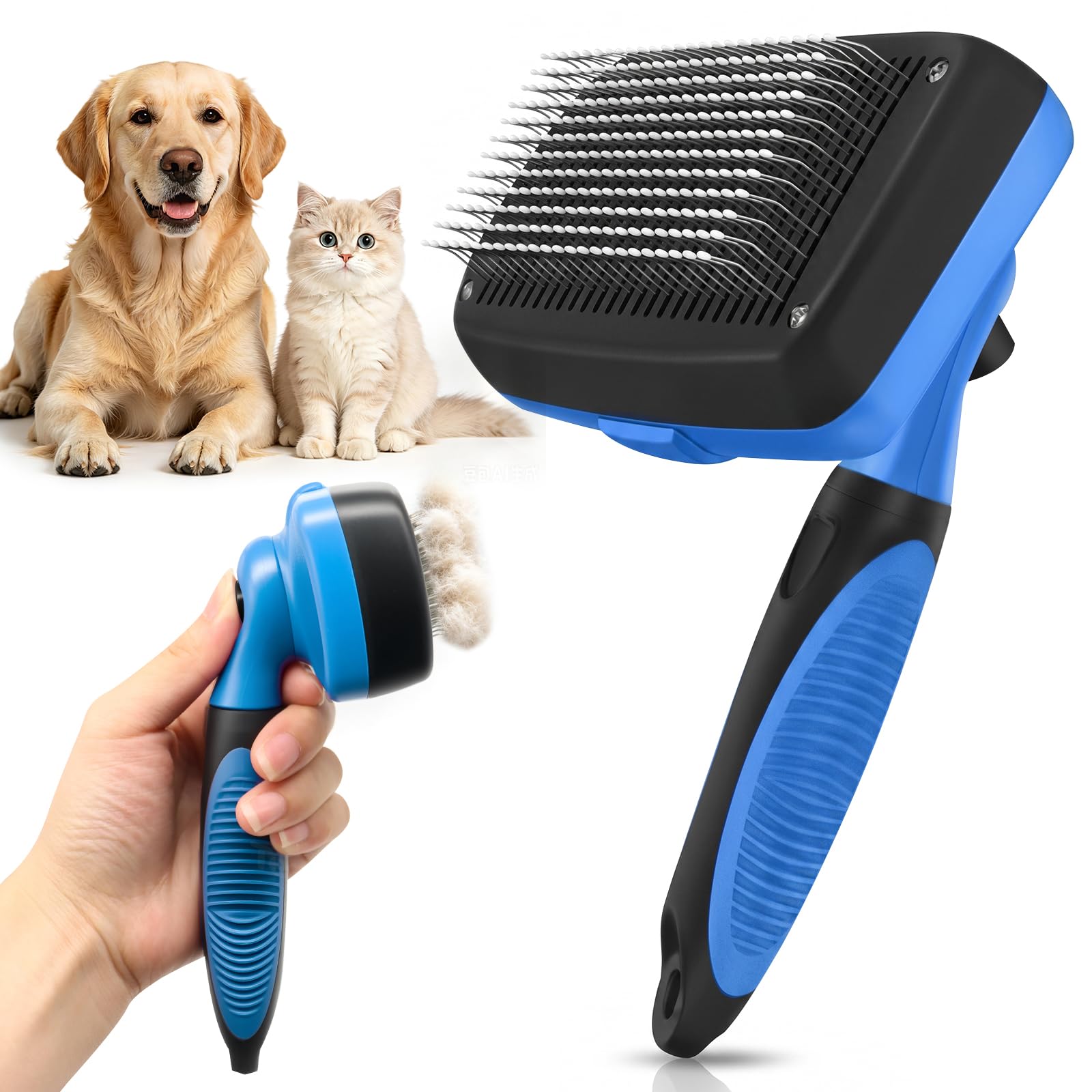 Self-Cleaning Dog Brush For Shedding, Slicker Brush & Grooming Tool Dog Shedding Tool,Deshedder Brush,Undercoat Brush, Ergonomic Handle,For Short Haired Dogs And Indoor Cats photo 1