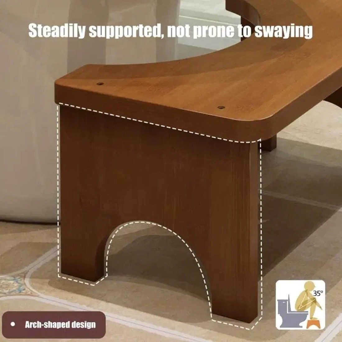 Bamboo Toilet Squat Stool Wide Bathroom Potty Step Non Slip Portable UK photo 6