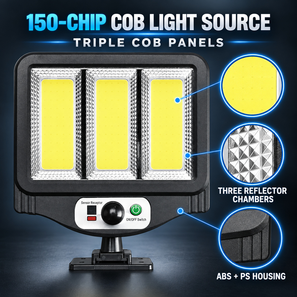Solar Powered Rechargeable Motion Sensor COB LED Work Light 1500mAh For Auto W781 3 Battery photo 3