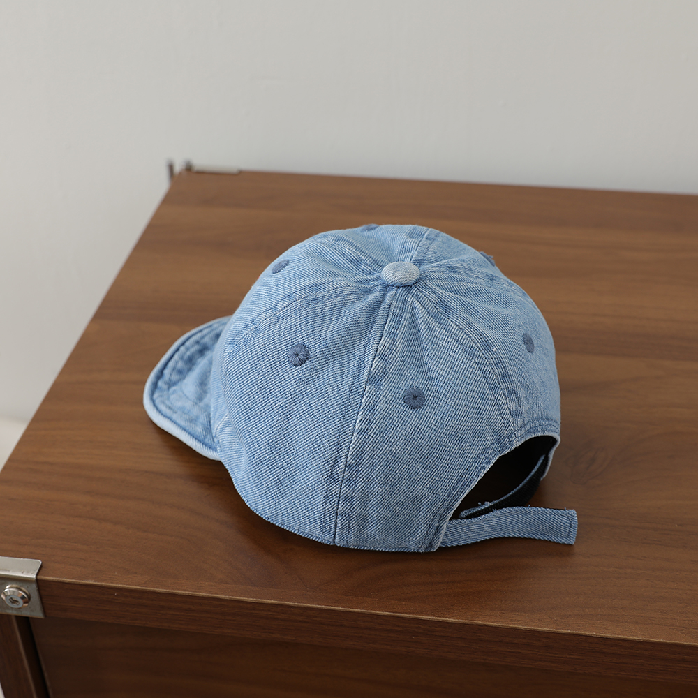 Baby Water-washed Denim Duckbill Hat With Heart-shaped Stars Embroidered On The Soft Brim - An Outdoor Casual Hat For Relaxation. photo 3