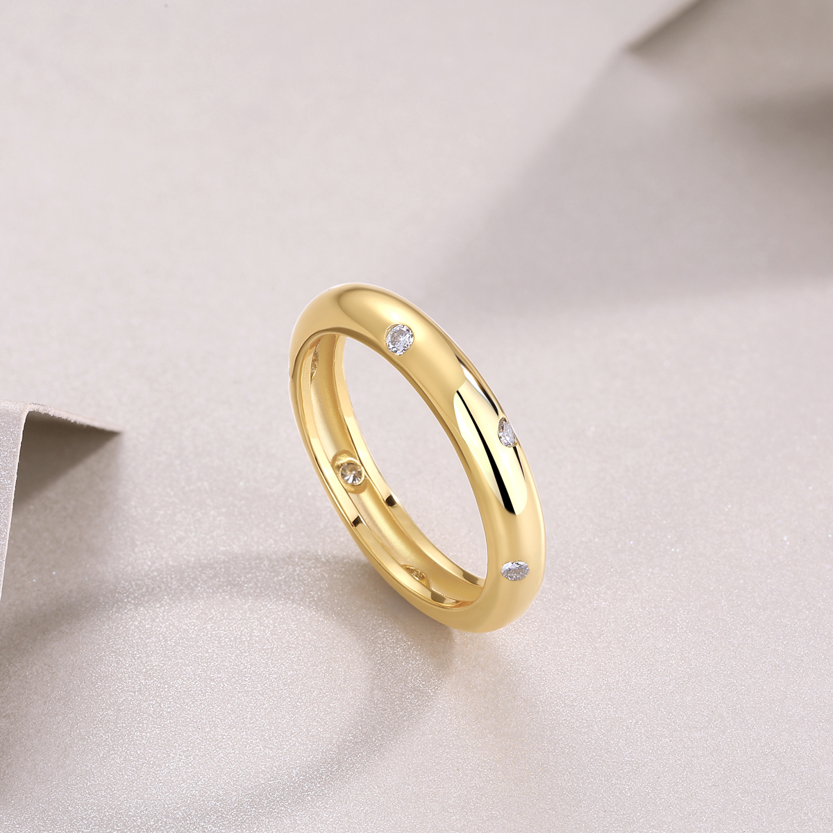 S925 Silver Gold Plated 8-Stone Moissanite Ring, 3.67mm Minimalist Band, D VVS1 GRA US 5-9 photo 6