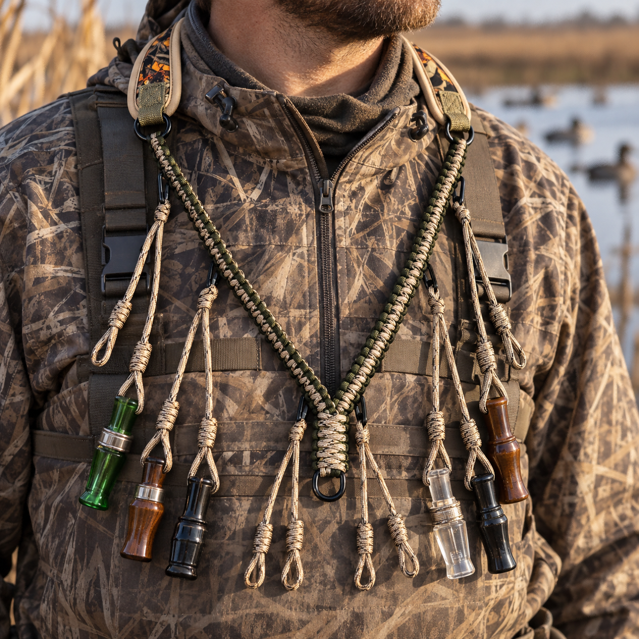 Hand Braided Nylon Duck Call Lanyard Drop Loops Durable Quick Release Lightweight High Pressure Waterfowl Hunting Call Holder photo 5