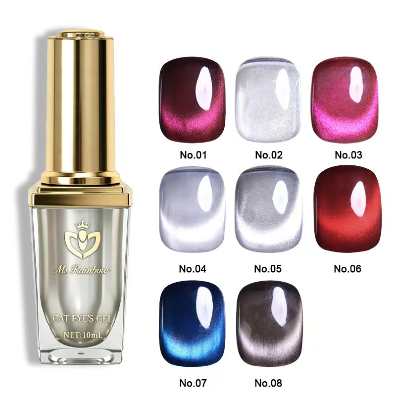 Ms Rainbow Starry Series 02 Cat Eye Gel Polish, 10ml Deep Ocean Blue Magnetic Nail Gel, LED Soak Off Manicure Gel, Shimmer Glitter Nail Varnish For Salon & DIY Nail Art Nail Su photo 8