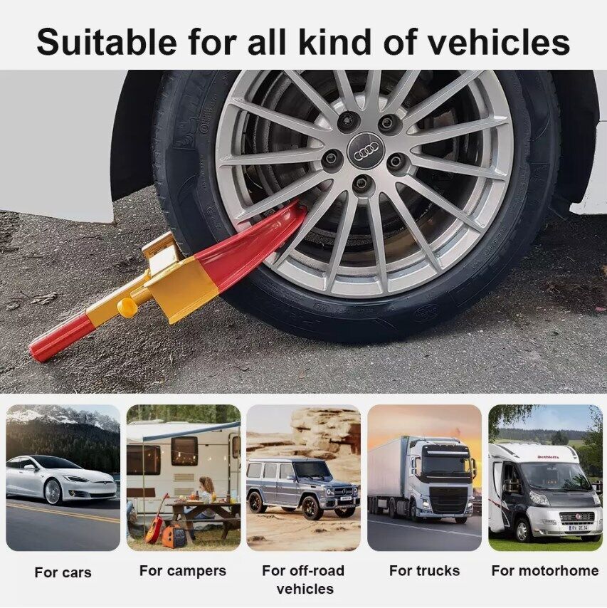 High Performance Wheel Clamps With Safety Lock For Caravans, Cars Vans And Trailers DE photo 5