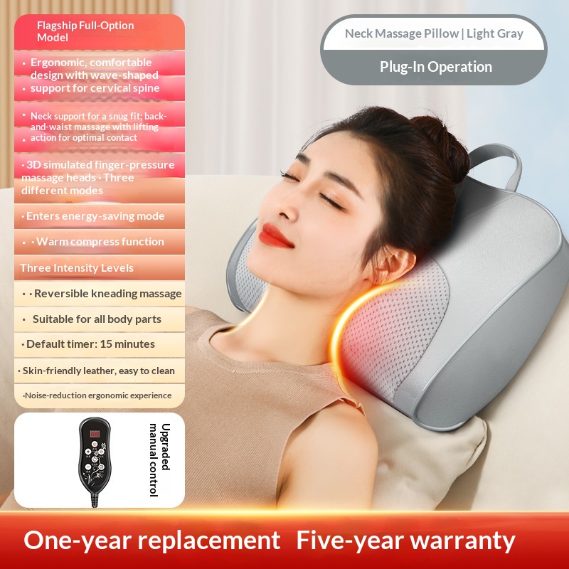Cervical Spine Massage Pillow Massage Apparatus Neck And Waist Dual-use Hot Compress For Legs Household Multifunctional Massage Pad Rechargeable Massager photo 4