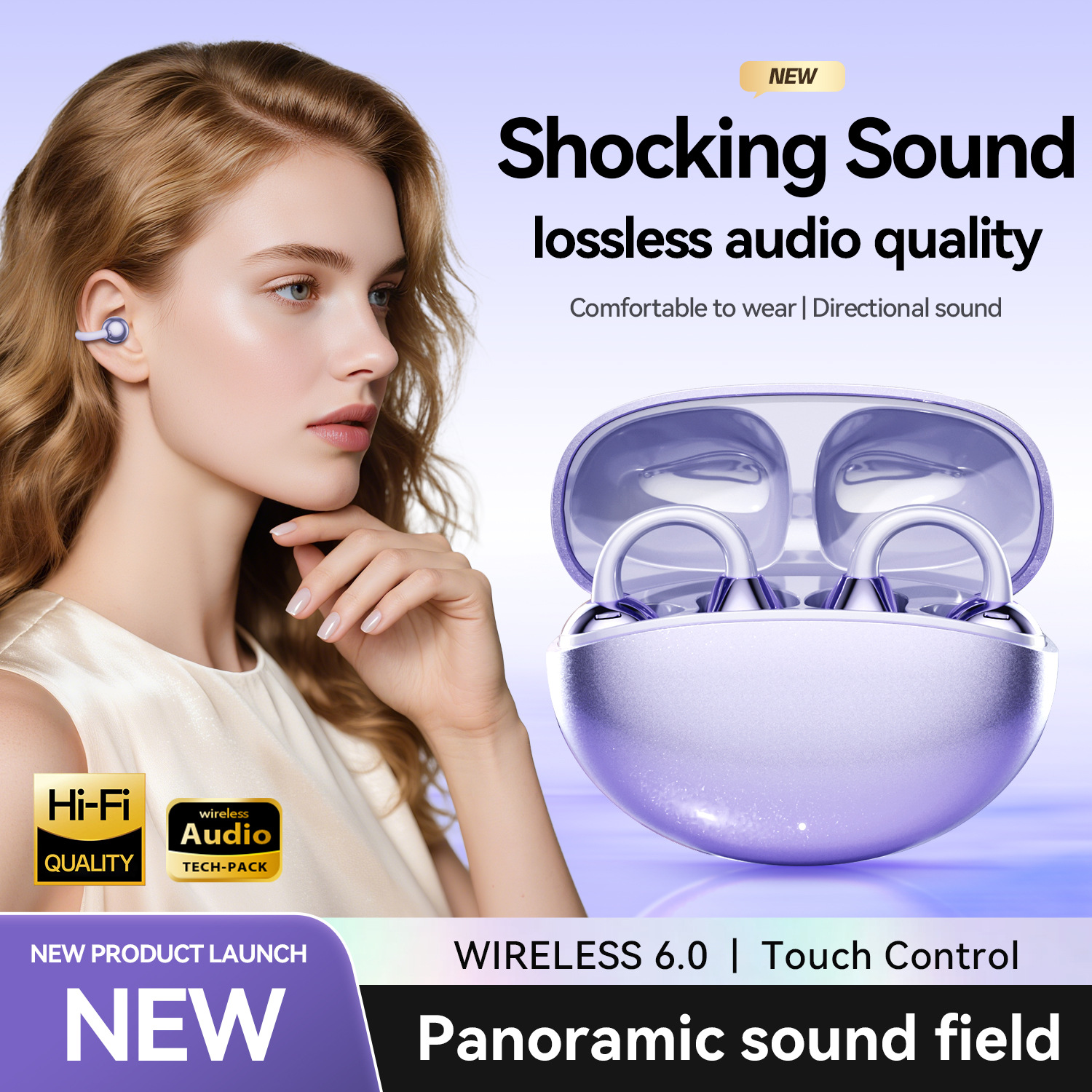 2025 New GL8 Cross Border Selected Private Model Earphones High Beauty Earclip Type Wireless Bluetooth Earphones photo 5