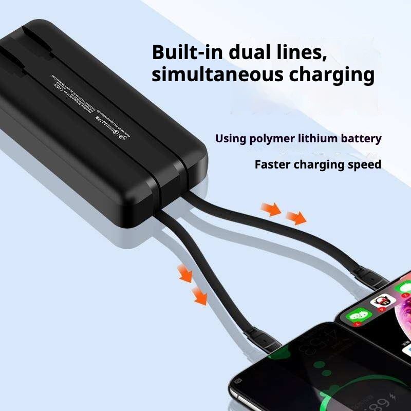 KP-704 Best-selling 20,000mAh High-capacity Fast-charging Power Bank With Digital Display And Built-in Dual Cables In Stock photo 2