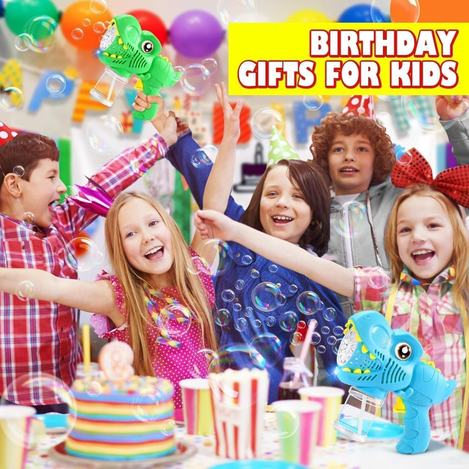 Kids Bubble Gun 2 Pack, Dino Bubble Machine For Boy Girl Toys Gift Automatic 13 Hole With 4 Solutions Bubbles Blower Maker Easter Basket Stuffers photo 2