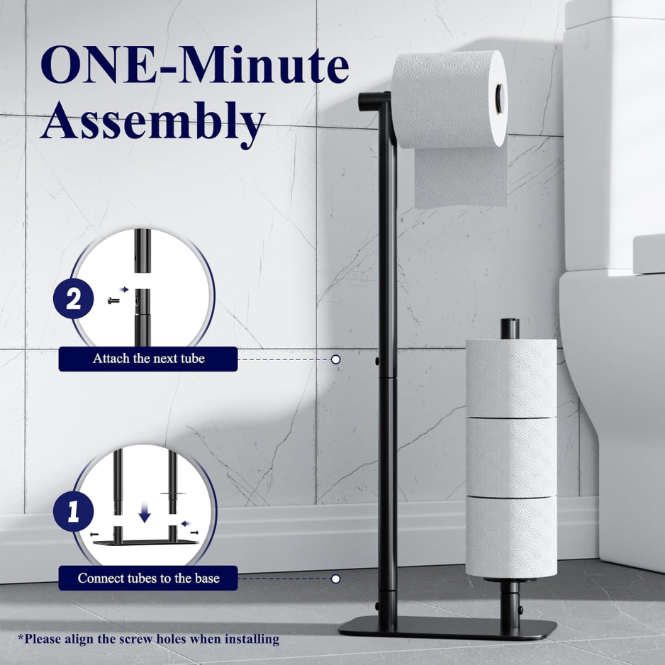 Kitsure Toilet Paper Holder Stand, Bathroom Storage, Medium, Black photo 3