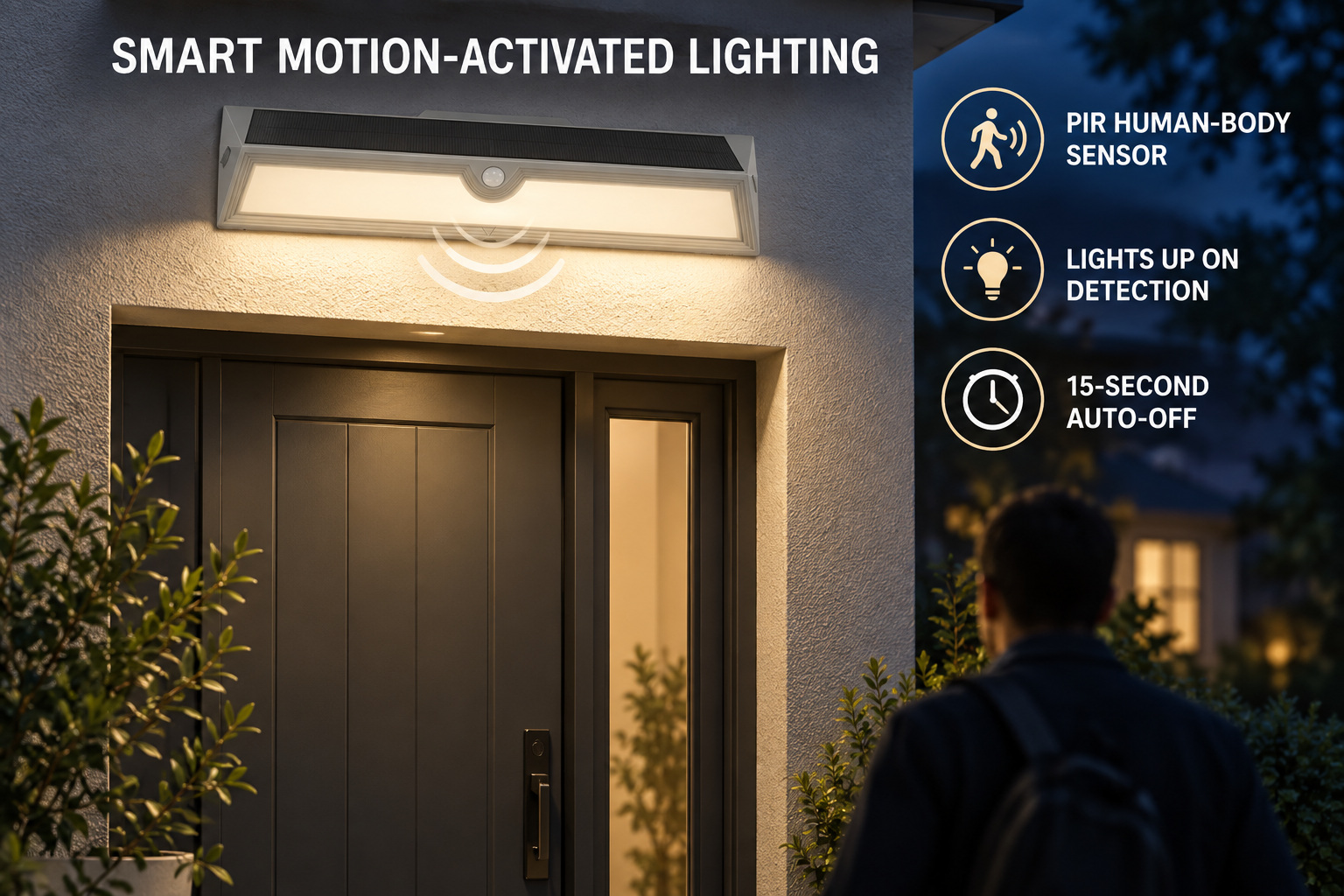 Solar Powered Rechargeable Motion Sensor LED Work Light 1800mAh For Auto W123 1x 18650 Battery photo 7