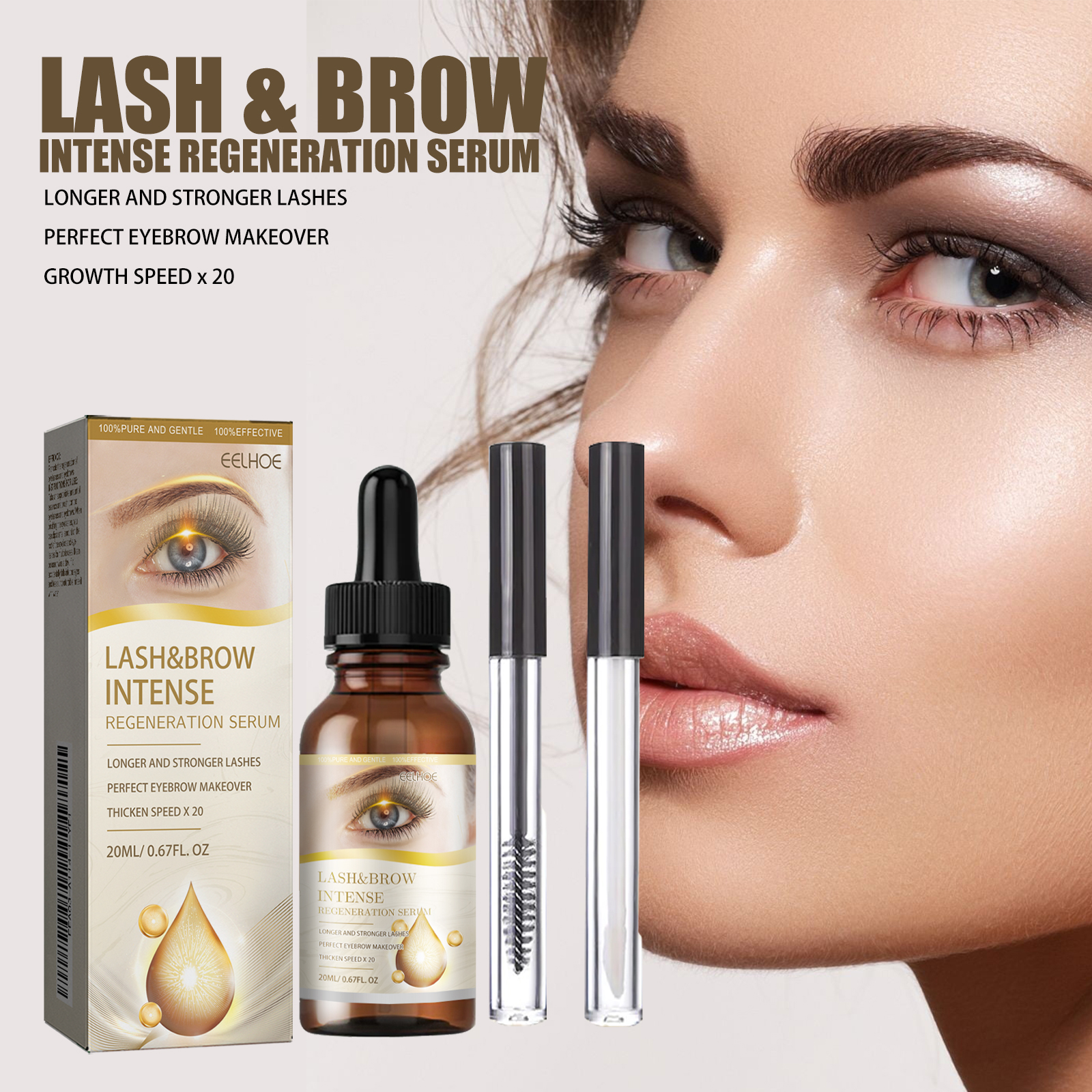 Eyelash Eyebrow E Ssence Set 20ml 1box-1 Eyelash Brush-1 Eyebrow Brush photo 4