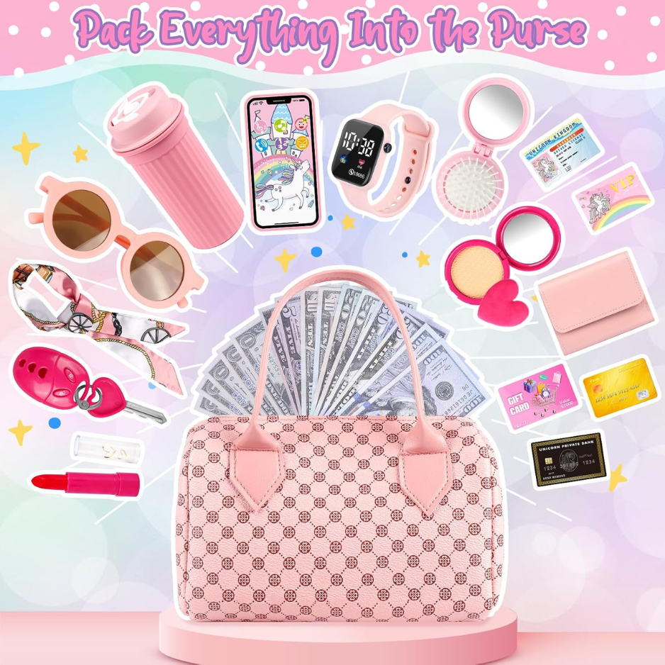 32Pcs Role Play Set With Handbag, Water Bottle, Scarf, Pretend Makeup photo 3