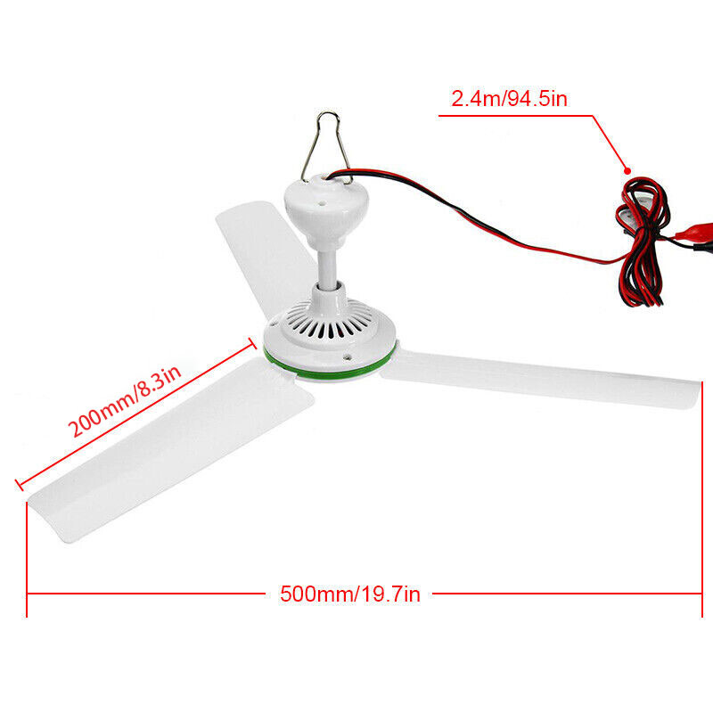 1-2x 12V Ceiling Fan Portable Solar Power 3 Blade 0.7AMP Caravan Camping Outdoor photo 7