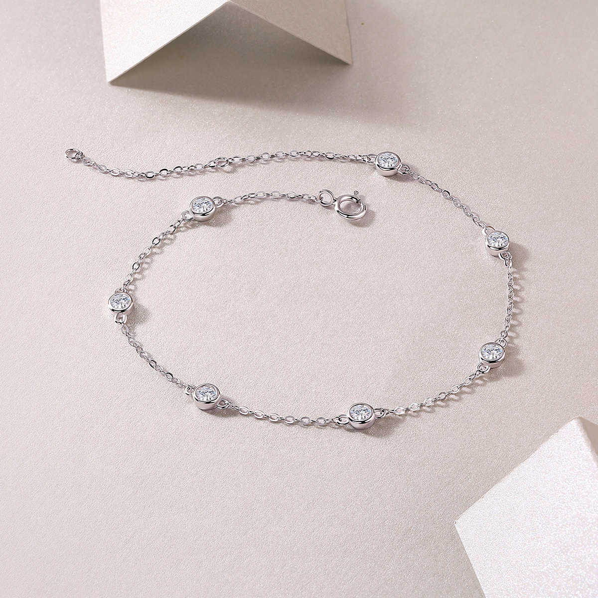 S925 Silver 1.4g Moissanite Bracelet, 7pcs 3mm D VVS1 GRA Certified, 16&5cm Adjustable photo 2
