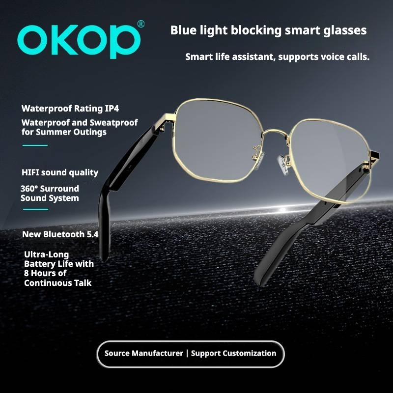 KP-Y103 Best-Selling Bluetooth Smart Audio Glasses Air Conduction Blue Light Blocking Voice Calls Touch Control Stereo Surround Sound In Stock photo 6