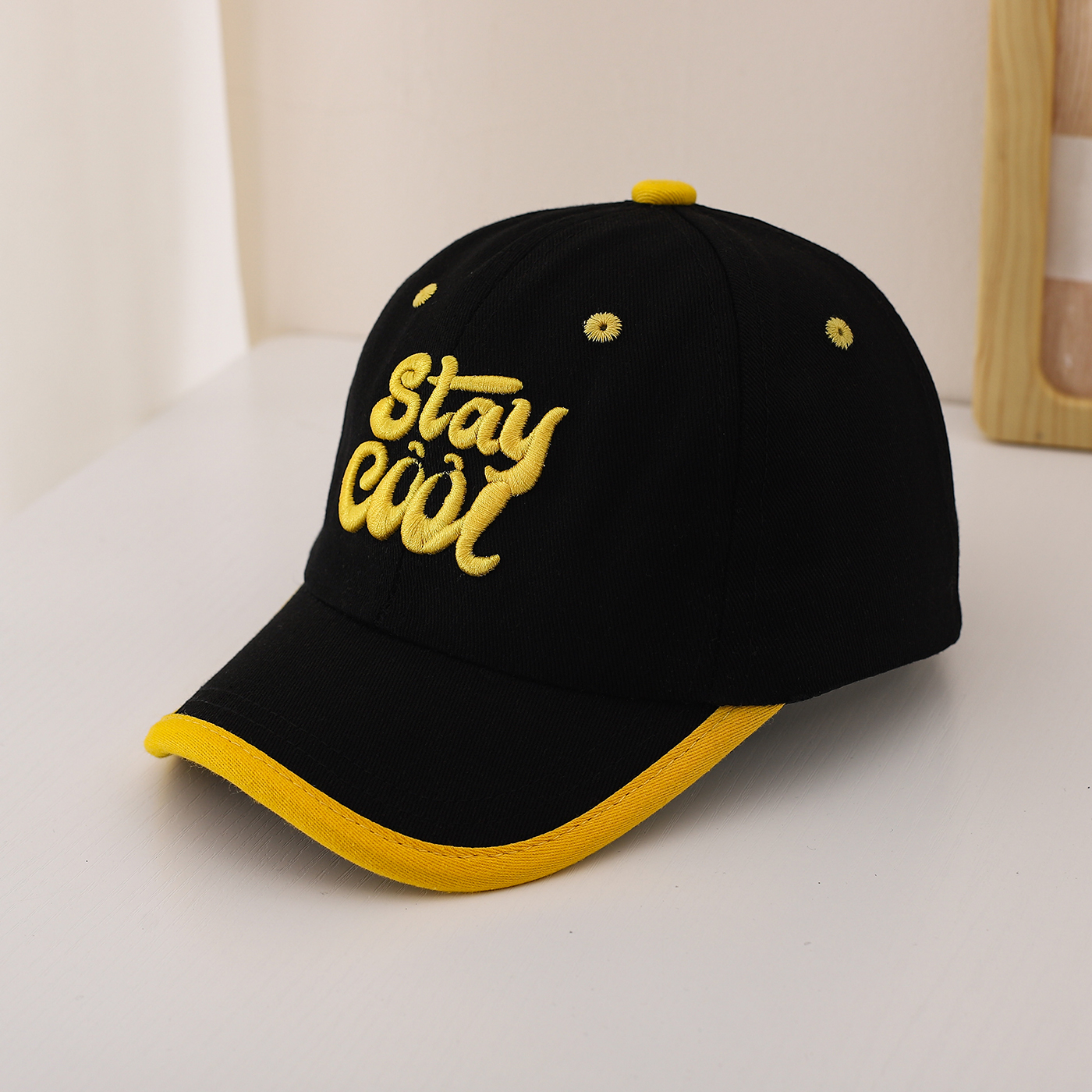 Children's Multi-color Edge-stitching Creative Font English Embroidery Adjustable Trendy Baseball Cap Fashionable Sport Shopping photo 1