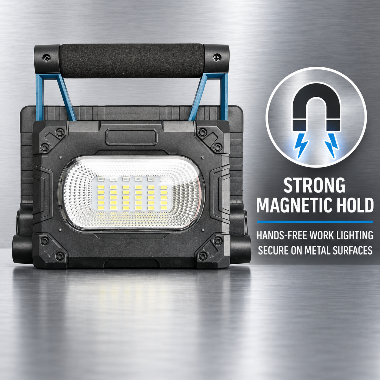 Solar Powered Rechargeable Magnetic Battery Display LED Flood Light W875 1 30W Portable Outdoor Red photo 4