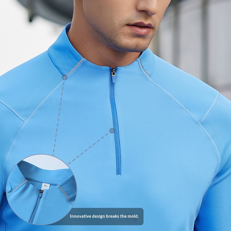 Workout Clothes Men's And Women's Same Spring And Autumn Half Zipper High Collar Quick-drying Long Sleeve Outdoor Sports Training Running Cycling Clothes photo 7