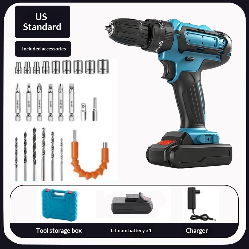Cross-border New Cordless Brushless 21V Lithium Electric Drill Tool Set, Cordless Drill With Two Batteries And One Charger photo 7