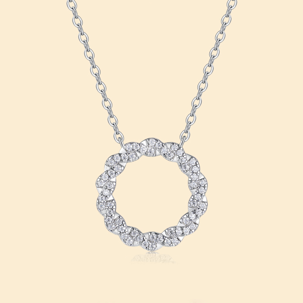 S925 Silver Moissanite Circle Necklace, 56pcs D VVS1 Pendant, 40&5cm, GRA Certified photo 2