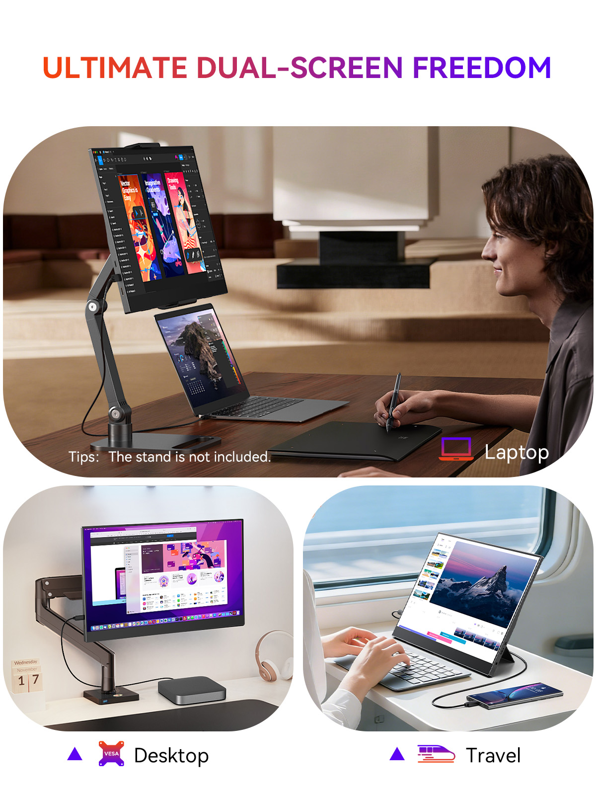 UPERFECT 15.6 Inch Portable Monitor 1080P FHD IPS Display 125 Percent SRGB USB C HDMI Plug And Play Built In Stand Dual Speakers For Laptop PC MacBook PS5 Xbox Switch photo 6