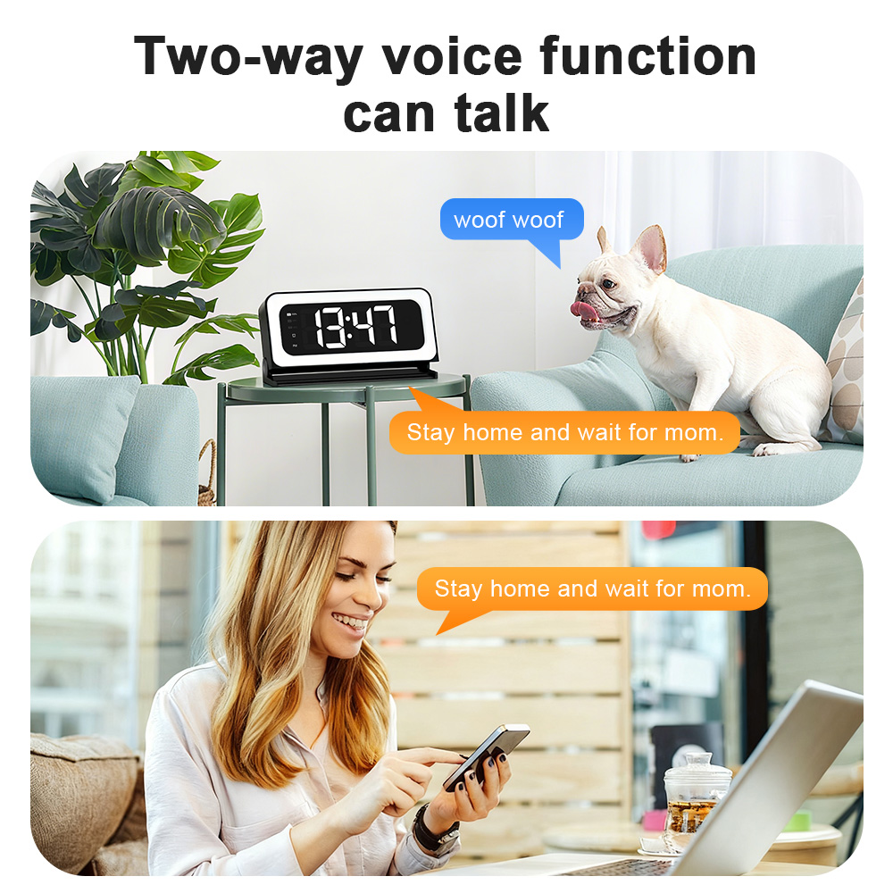 3MP Black Color Wireless Wifi Alarm Clock Camera Video Recording Home Baby Monitor photo 3