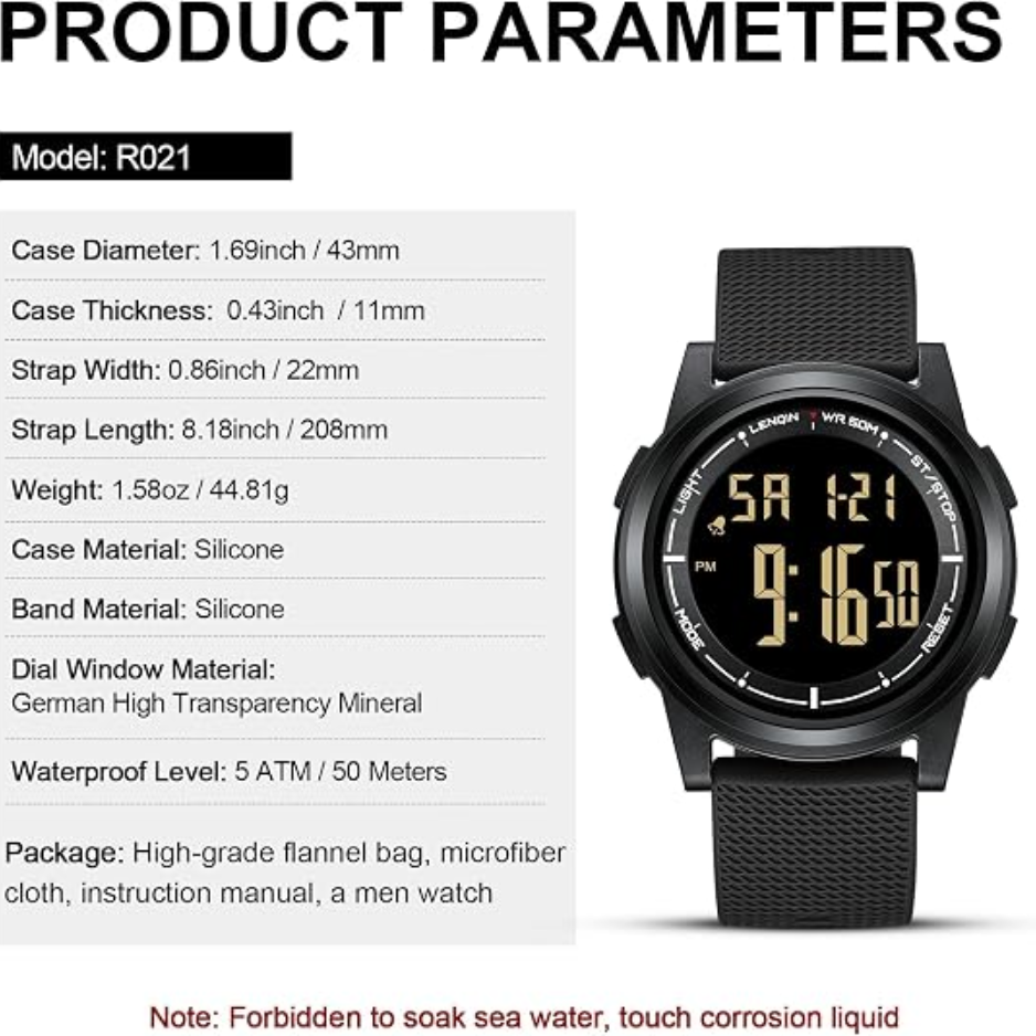 Mens Digital Watch Ultra Thin Sports Waterproof Watches For Men photo 4