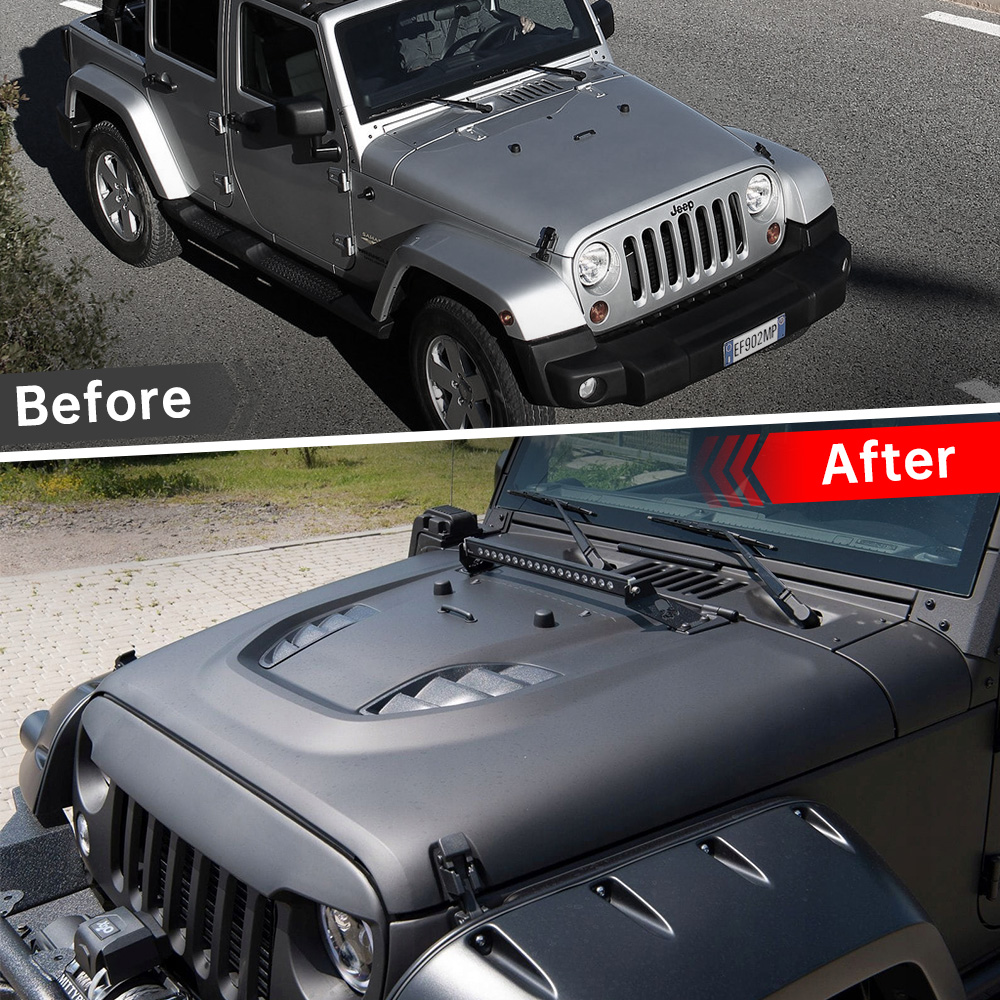 Vented Heat Dispersion Hood Compatible With Je Ep Wrangler JK JKU 2007-2017,10th Anniversary Edition Metal Replacement Hoods Accessory Black photo 4