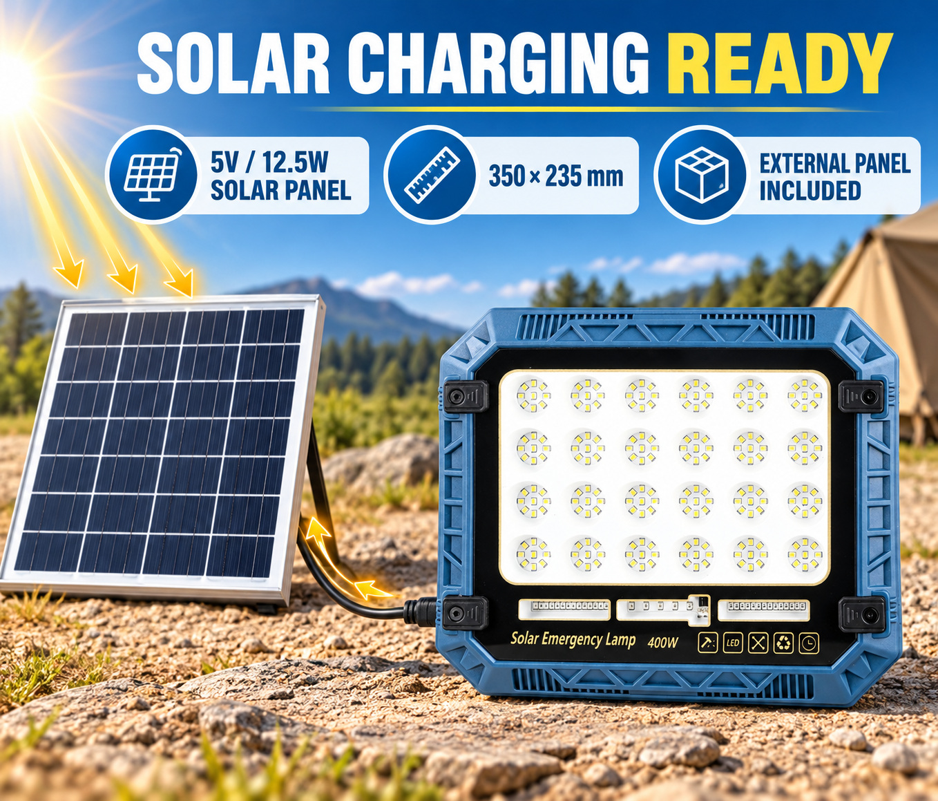 Solar Powered Rechargeable Battery Display 18650 W8112 3 Remote Control LED Flood Light Red Blue photo 8