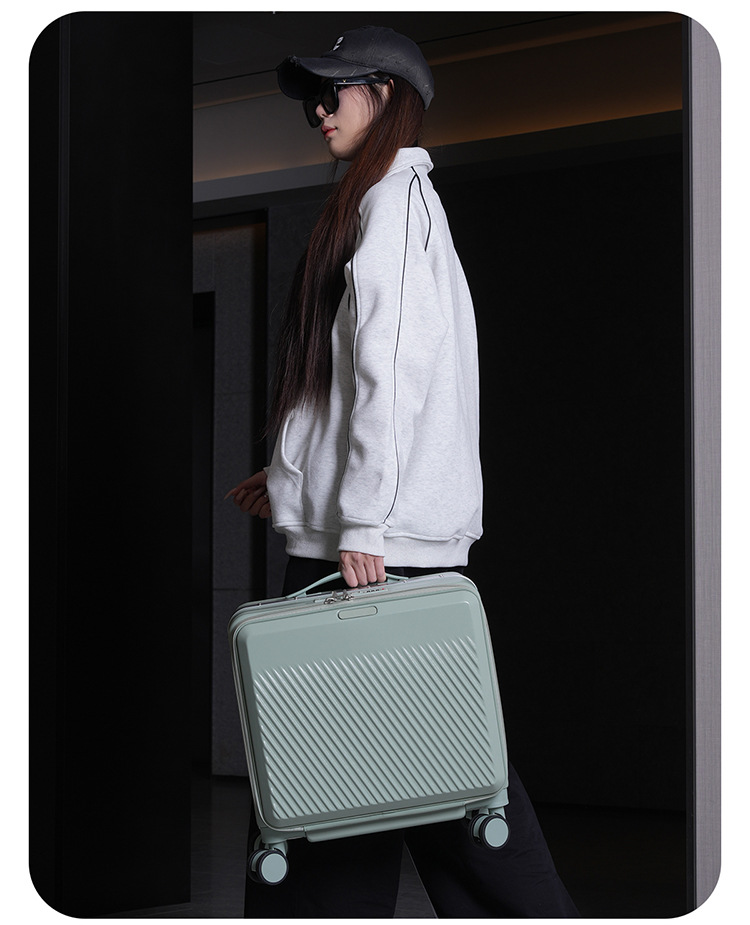 18 Inch Front Open Boarding Case, Contrasting Color Travel Suitcase, 19 Open Box, Leather Suitcase, Multifunctional Suitcase photo 3