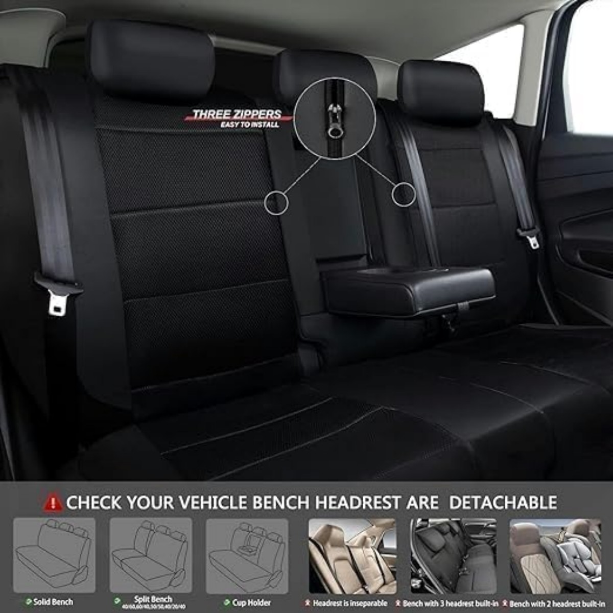 5-Seat Car Seat Cover, Single-Stitch Diamond Pattern, Quilted And Embroidered, Synthetic Leather, PVC Leather, Exported To Europe And America photo 2