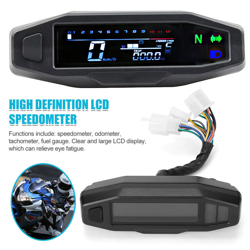 Universal Motorcycle LCD Digital Speedometer Odometer Tachometer Gauge Sensor photo 8