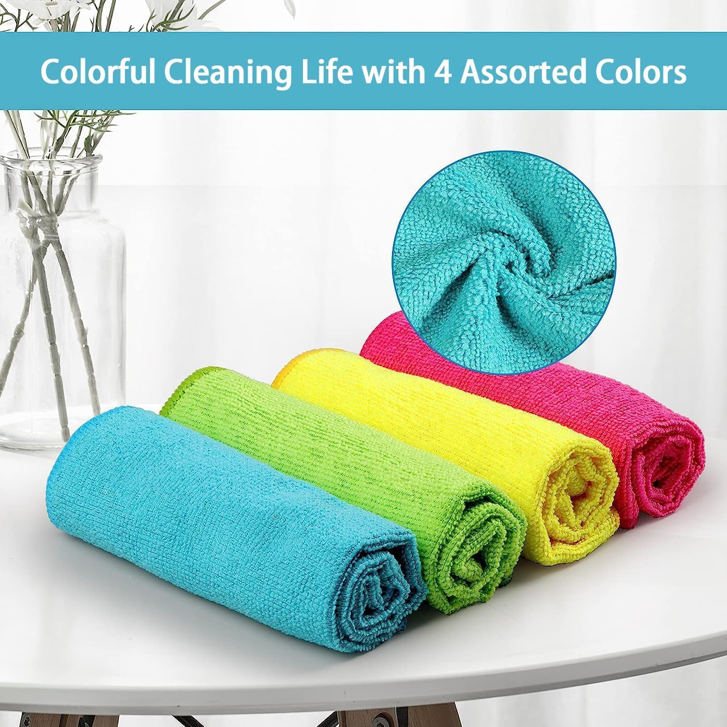 Microfiber Cleaning Cloths 12 Units, 11.5x11.5 Inch Assorted Cleaning Towels For Kitchen, Bathroom, Car And Home photo 2