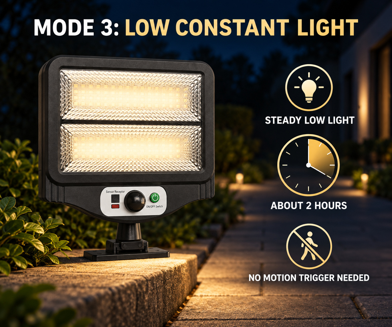 Solar Powered Rechargeable Motion Sensor LED Work Light 1500mAh For Auto W780 2 Battery Street photo 5