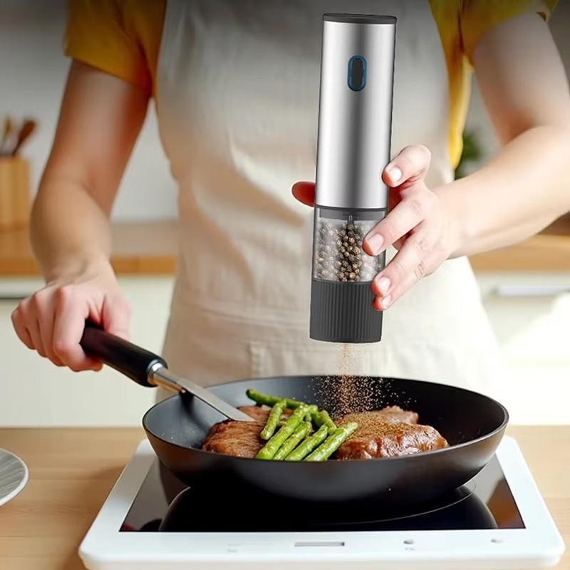 2PCS Electric Salt And Pepper Grinder Auto Mill Shaker Adjustable Coarseness V photo 7