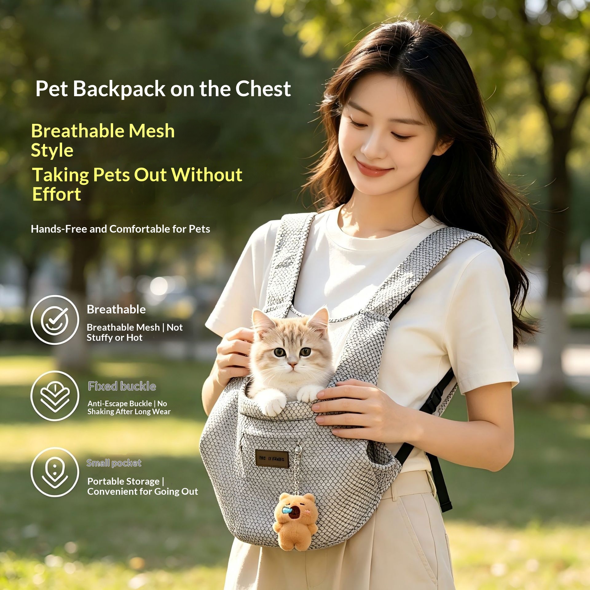 Cat Carrier Bag, Summer Breathable Portable Anti-Escape Large Capacity Backpack For Dogs, Pet Travel Bag, Cross-Border Popular Product photo 1