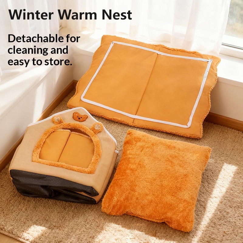 Cat Bed, Winter Warm, Enclosed, All-season, Removable And Washable, Suitable For Cats And Dogs. photo 5