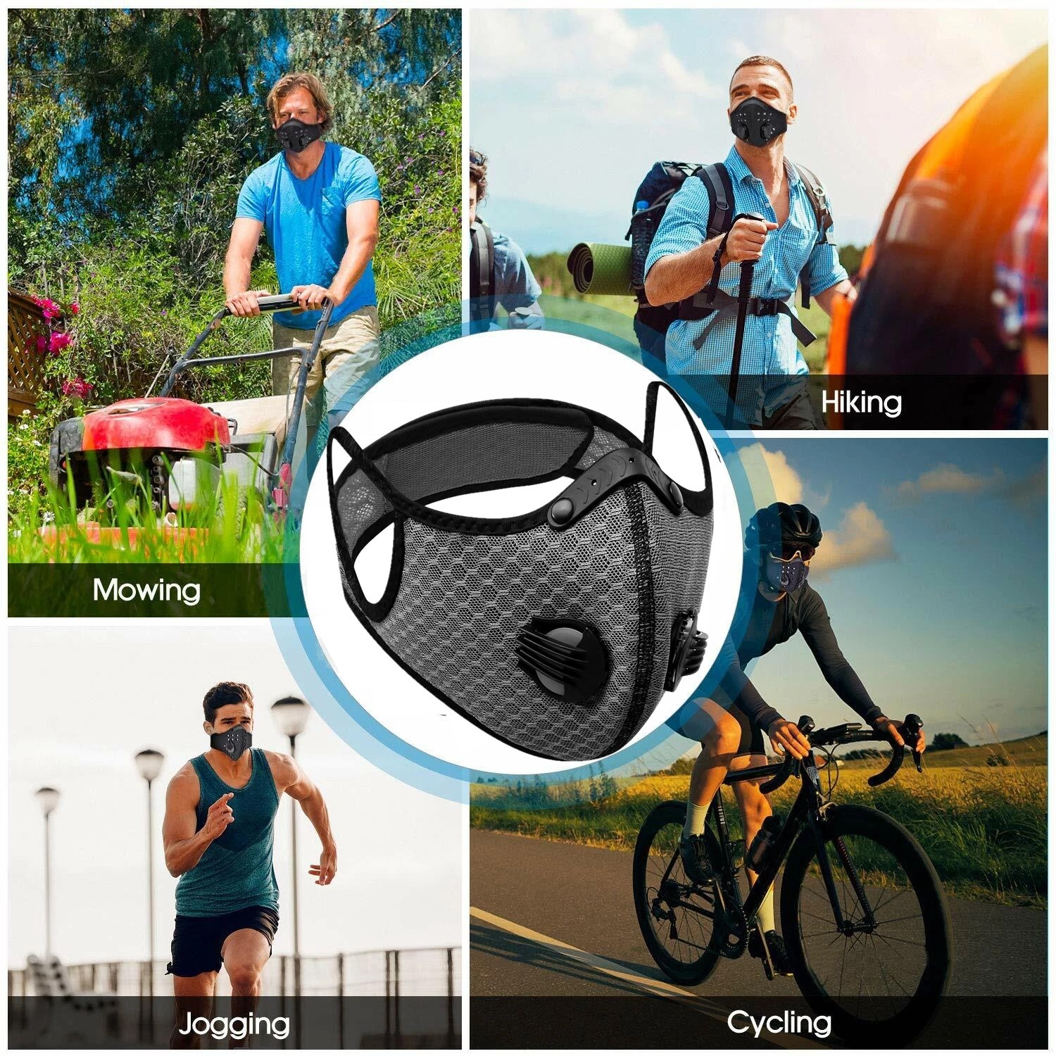 2x Pro Reusable Half Face Mask Respirator Filters Bike Sports Worksite Facepiece photo 3