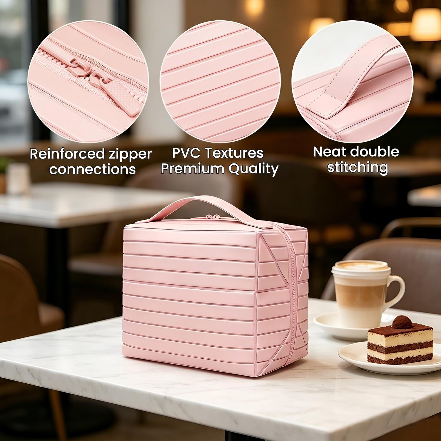Foldable Standing Makeup Bag With Large Capacity And Multiple Compartments, Portable Toiletry Bag, Travel Skincare Products, Cosmetics Storage Bag photo 2