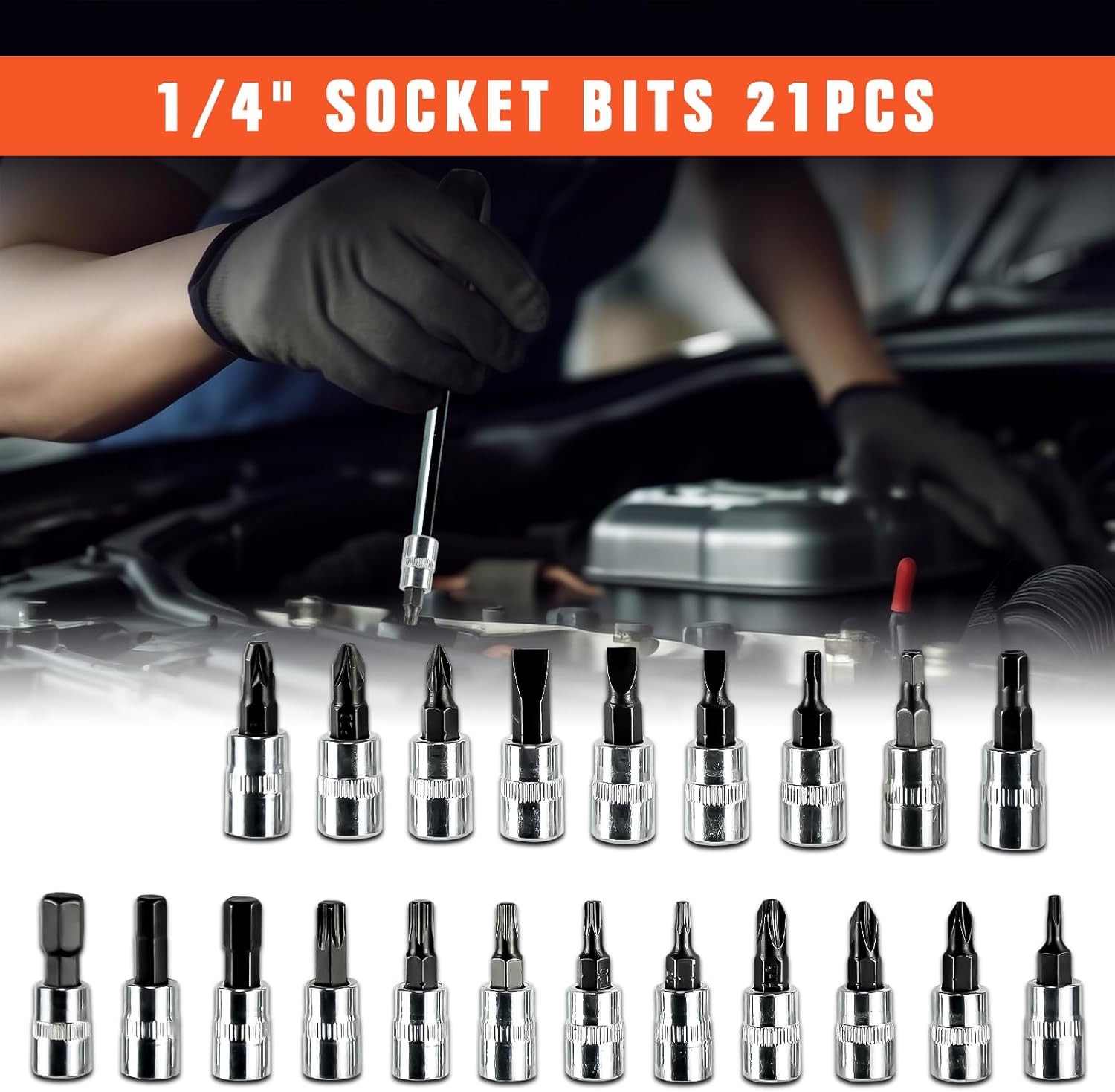 53 Pcs 1 4 Drive Socket Set&Tool Sets Ratchet Wrench Set With Bit Socket Set UK photo 2