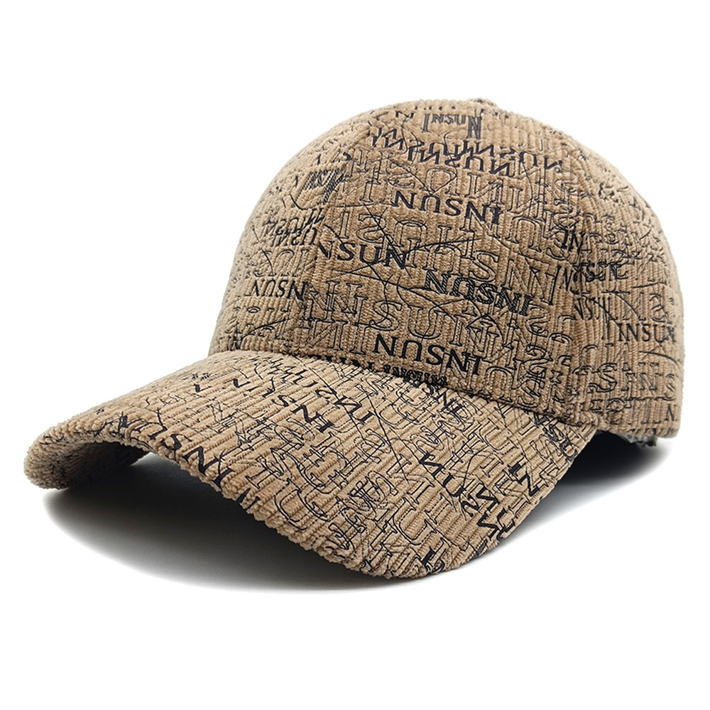 Spring And Autumn British Style Retro Full-Print Lettered Baseball Cap, Corduroy Multi-Purpose Casual Hat For Street Wear, Fashionable And Comfortable Leisure Hat photo 4