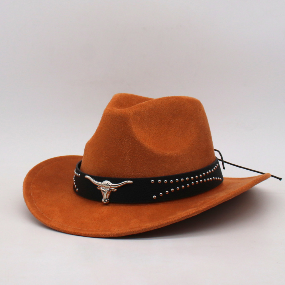 Retro Western Cowboy Hat With Horn Decorative Buckles - Leather Cap For Parents And Children - Outdoor Prairie Photography Hat - Knight's Cap photo 2